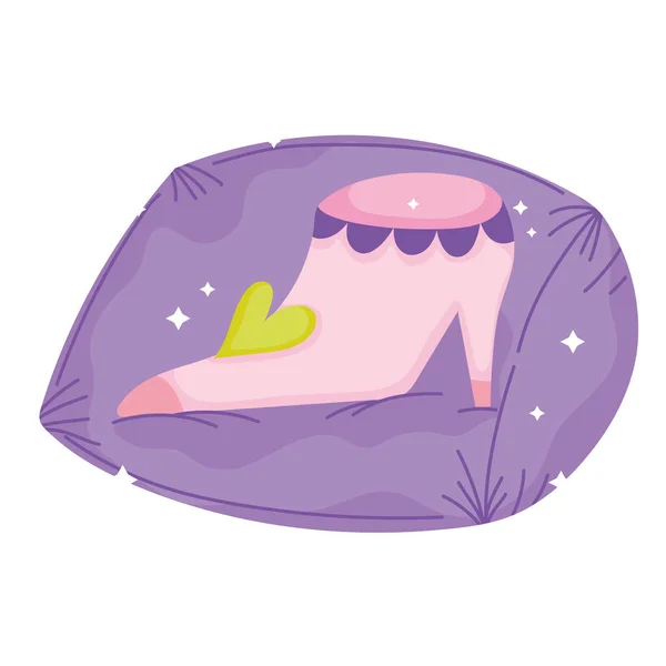 Cartoon Prinzessin Schuh in Kissen-Ikone — Stockvektor
