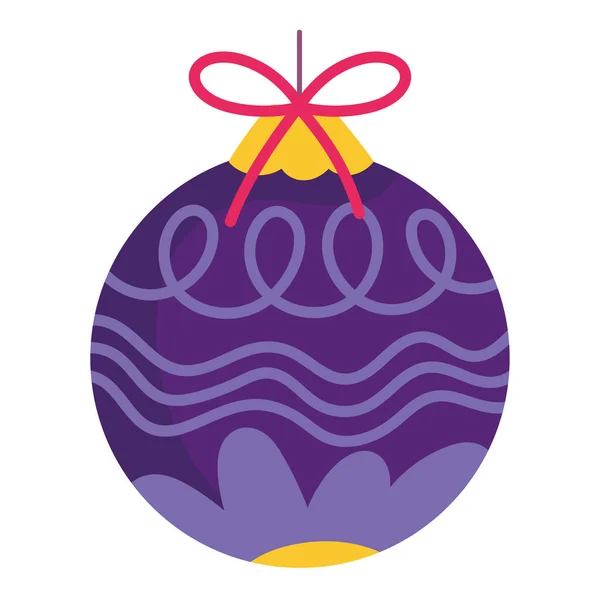 Feliz Natal floral bola decoração e celebração ícone — Vetor de Stock