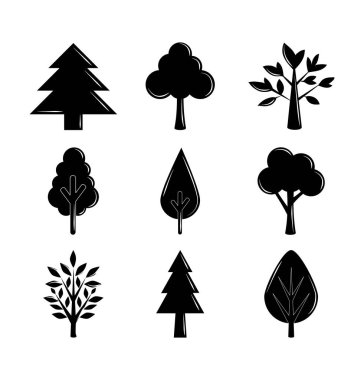 Siluet ağaçlarının dalları doğa ekolojisinin simgeleri