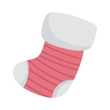 Yılbaşı çorap dekorasyonu çizgi film simgesi beyaz arkaplan