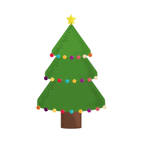 Árbol de Navidad con bolas y adorno de estrella — Archivo Imágenes Vectoriales