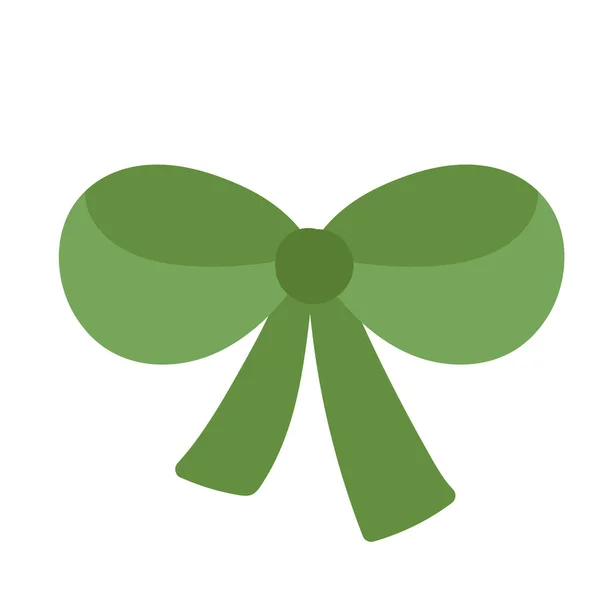 Зеленый лук ленты украшения икона мультфильма белый фон — стоковый вектор
