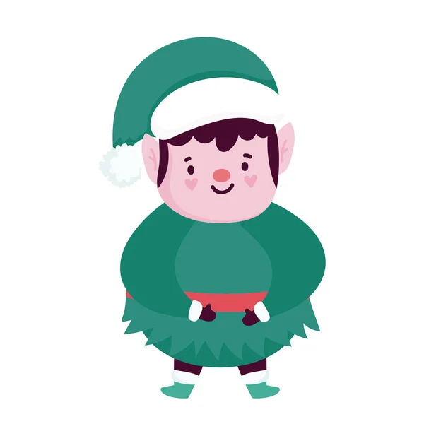 Feliz Navidad lindo ayudante icono de dibujos animados — Archivo Imágenes Vectoriales