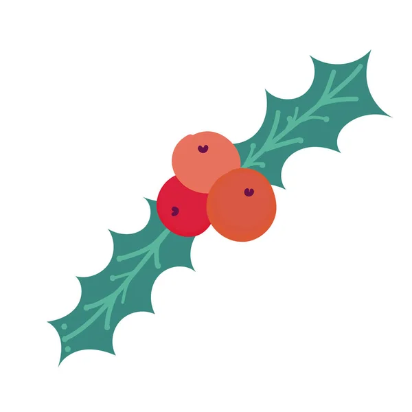 Merry christmas holly berry decoration cartoon icon — Stock Vector