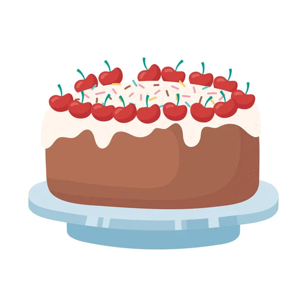 Gâteau au chocolat de boulangerie aux fruits et à la crème — Image vectorielle