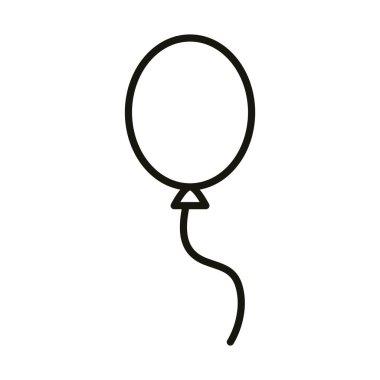 Mutlu yıllar kırmızı balon süsleme partisi, çizgi simgesi tarzı