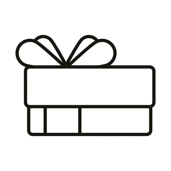 Joyeux anniversaire cadeau boîte décoration fête, ligne icône style — Image vectorielle