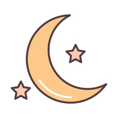 weather night stars and moon line and fill style clipart