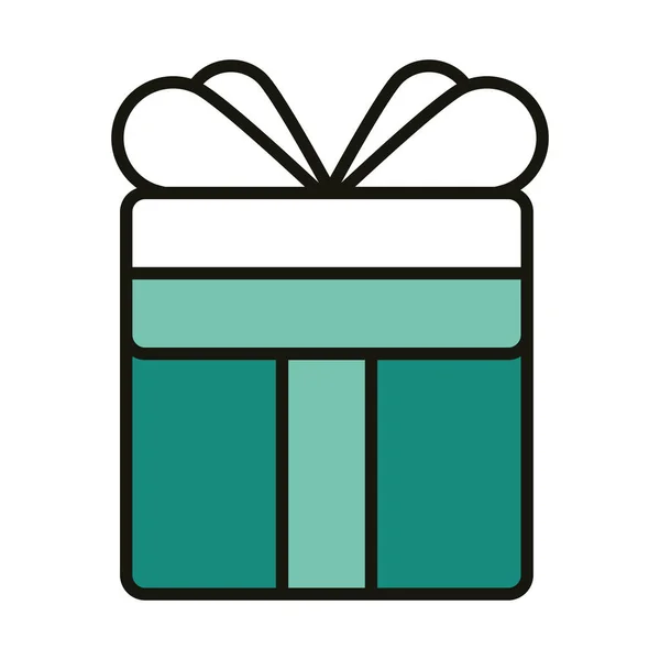 Alles Gute zum Geburtstag quadratische Geschenkbox mit Bogen Feier Party, Linie und Füllung Stil — Stockvektor