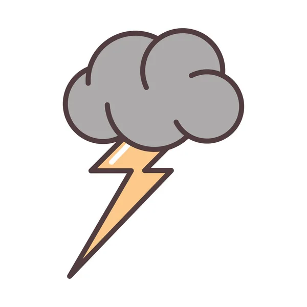 Időjárás felhő villám vihar természet vonal és töltse ki stílus — Stock Vector