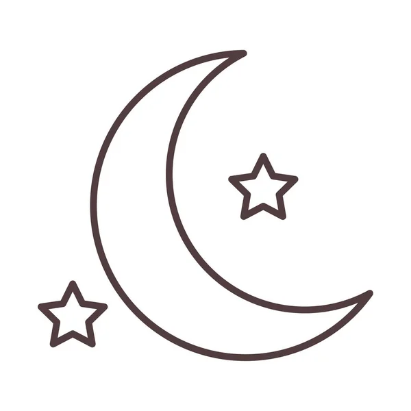 Väder natt stjärnor och månlinje ikon stil — Stock vektor