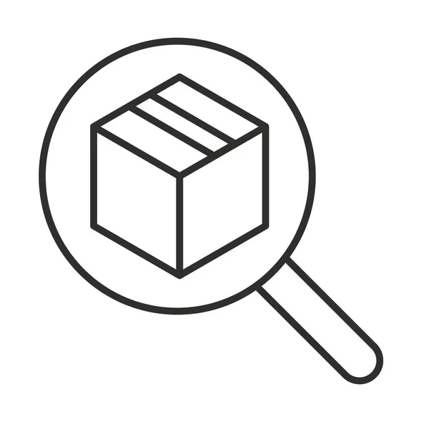Dodávka kartonová krabička lupa design ve stylu lupy — Stockový vektor