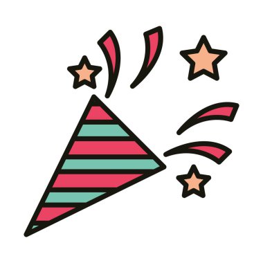 Mutlu yıllar boynuz konfeti süsleme partisi, sıra ve dolgu stili