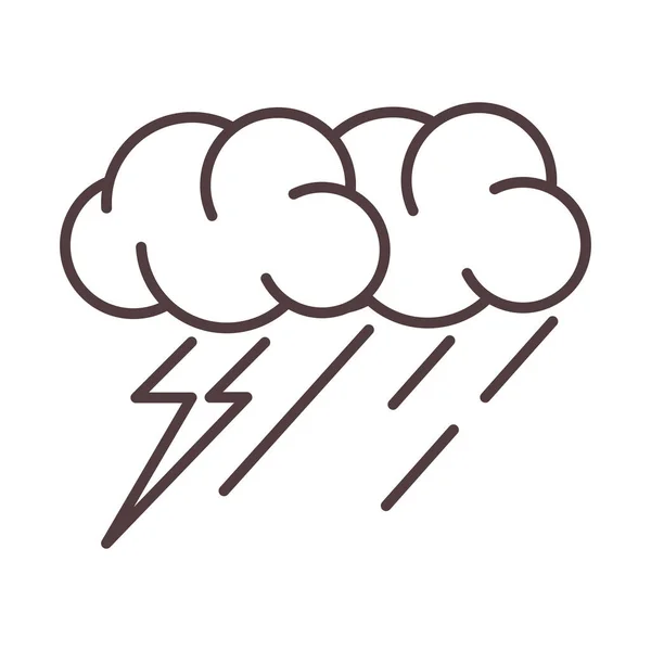 Wetter stürmischer Donner und Regenzeit Linie Ikone Stil — Stockvektor