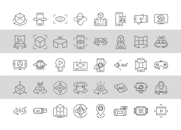 Augmented reality icons set simulation innovation technologies line style — Stock Vector