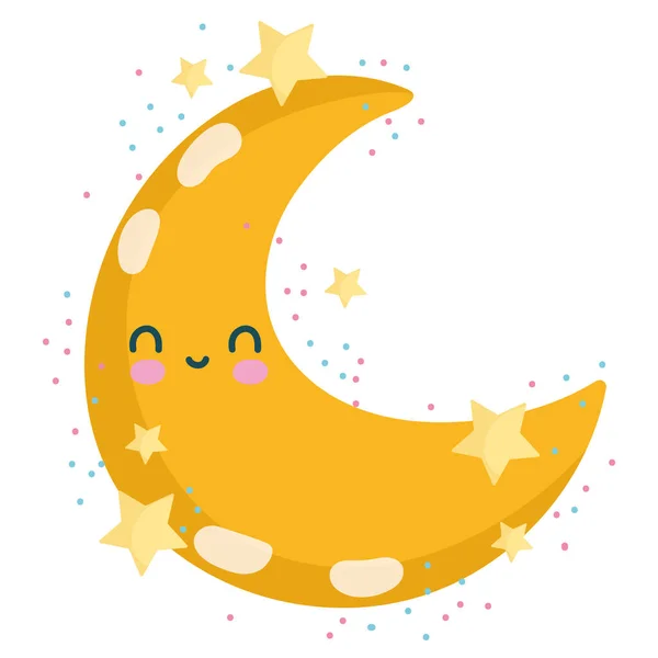 天気かわいい半月と輝く星の装飾 — ストックベクタ