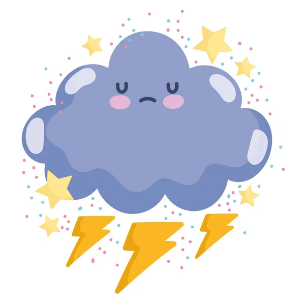天気かわいい雲雷嵐空の装飾 — ストックベクタ