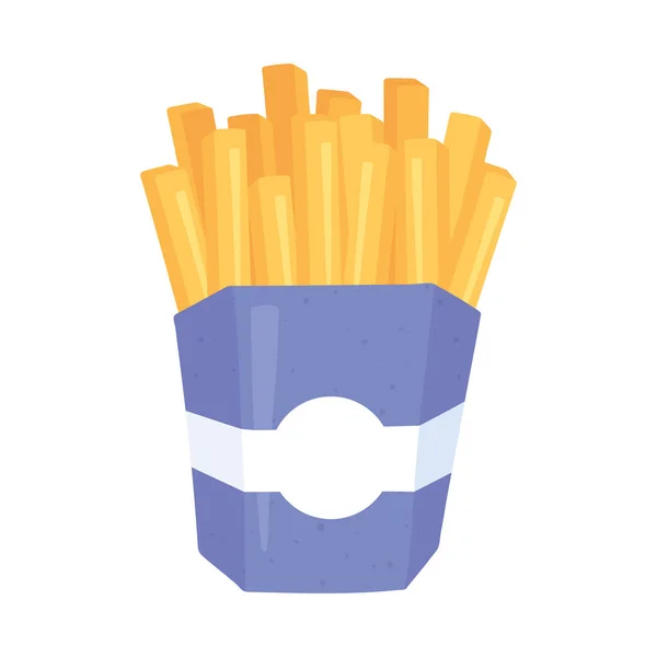 Fast food, frytki w pudełku ikona odizolowany projekt — Wektor stockowy