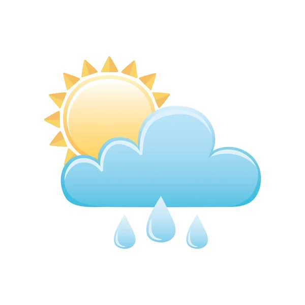 Weather rainy cloud and sun isolated image — Stock Vector