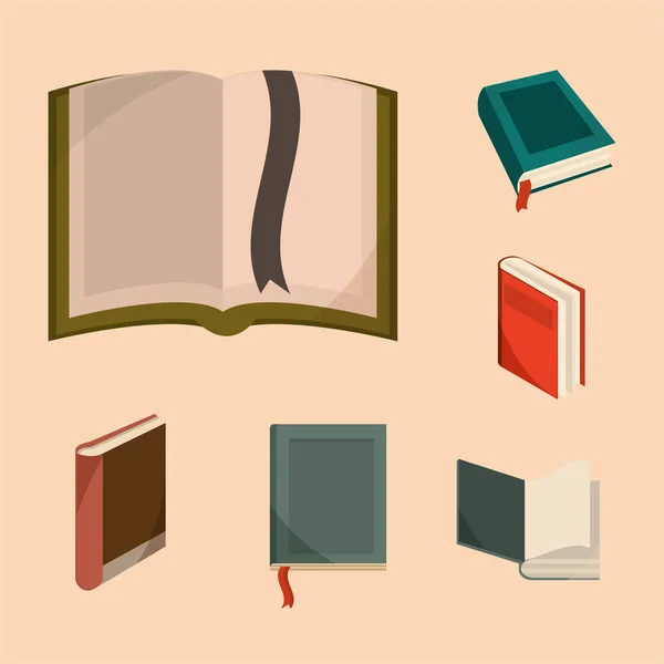 Conjunto de iconos de libro, aprendizaje de información o estilo de estudio — Vector de stock