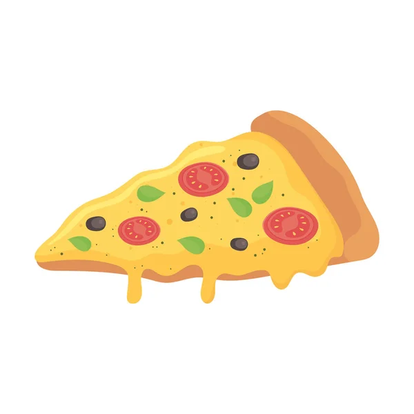 Fast food, plak pizza smakelijk pictogram geïsoleerd ontwerp — Stockvector