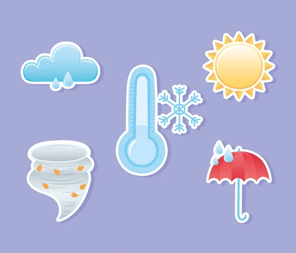 weather icons collection hurricane rainy winter cold sun summer stickers