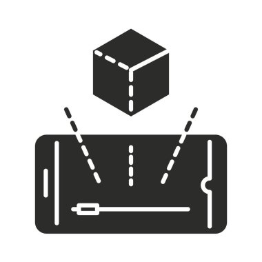 arttırılmış gerçeklik akıllı telefon görünümü küp 3d siluet biçimi