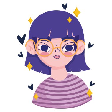 Çizgili gömlek tasarımlı sevimli çizgi film karakteri.