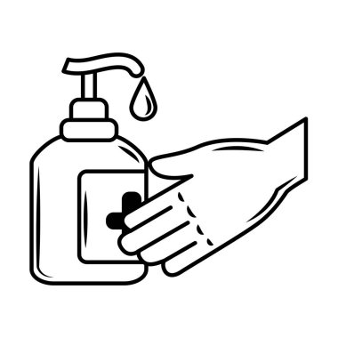 Tıbbi giysi jel dezenfektanı, koruyucu ekipman taslak ikonu