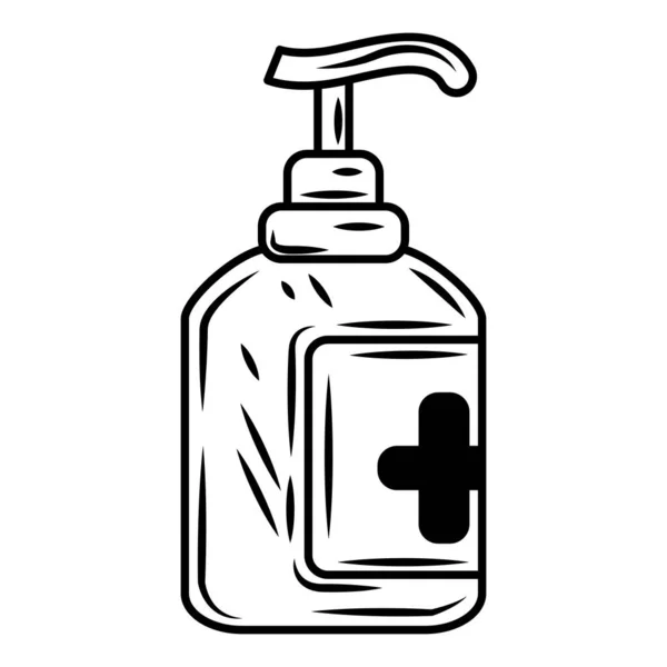 Álcool médico produto desinfetante ícone equipamento de proteção esboço — Vetor de Stock