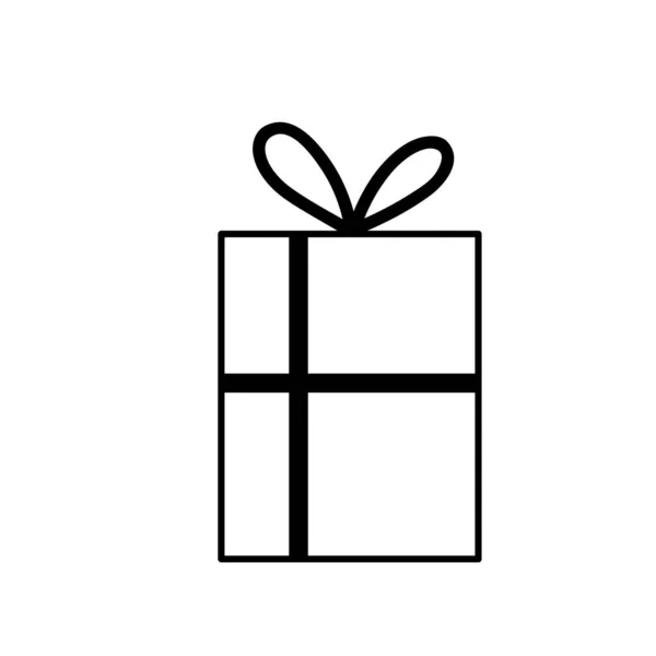 Caja de regalo con arco decoración línea icono estilo fondo blanco — Vector de stock