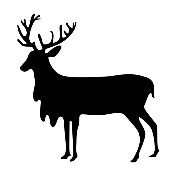 Deer animal forest wild in silhouette style icon — Stockvector