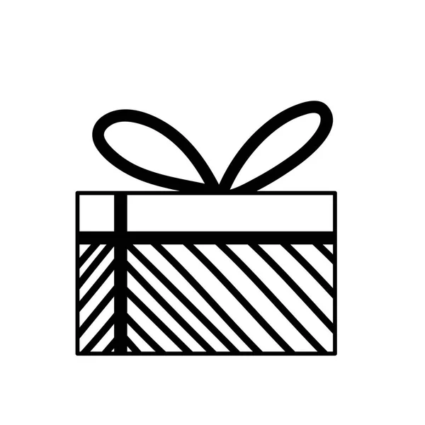 Caja de regalo con arco celebración línea icono estilo fondo blanco — Vector de stock