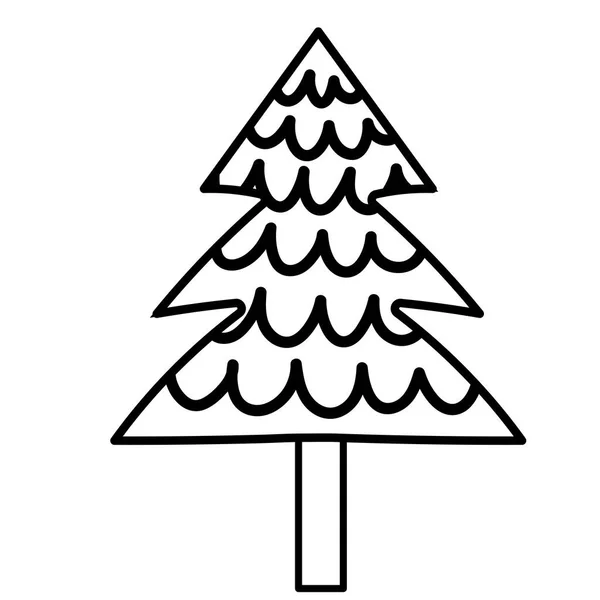 Pinho árvore planta natureza linha ícone estilo branco fundo — Vetor de Stock
