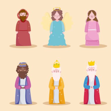 Mutlu vahiy, üç bilge kral kutsal Mary Joseph ve melek