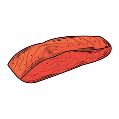 Deniz mahsulleri somon balığı dilimi menüsü gurme taze ikon izole görüntü