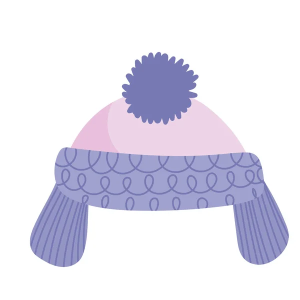Inverno chapéu quente acessório temporada ícone isolamento — Vetor de Stock
