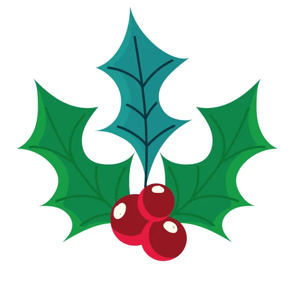 Happy new year holly berry nature decoration icon — Stockvector