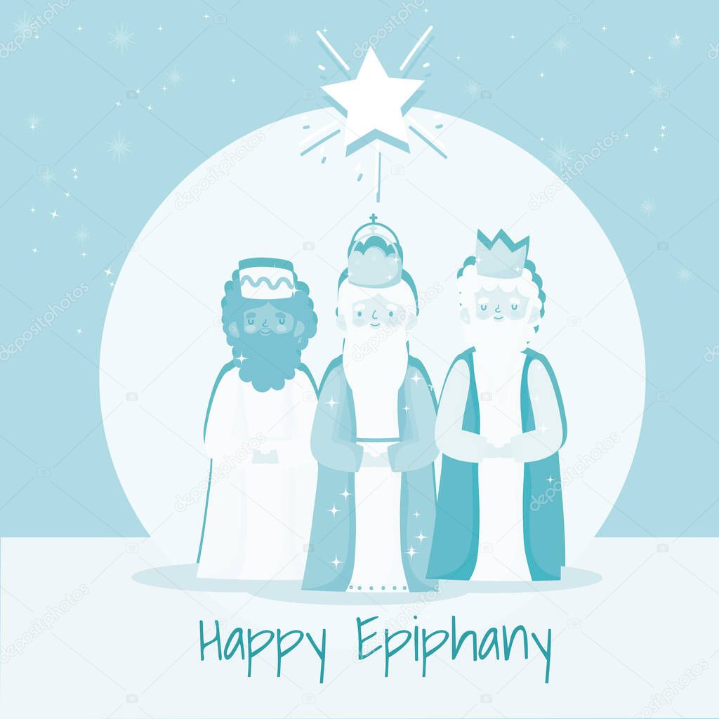 happy epiphany, three wise kings from the east, melchor, gaspar and balthazar