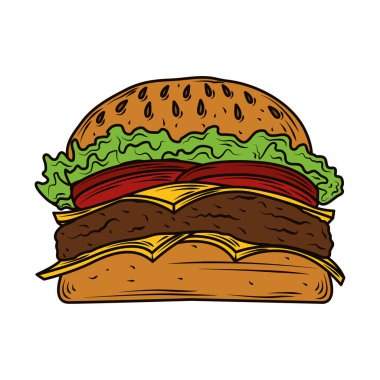 Susamlı hamburger, et ve sebzeli hamburger.