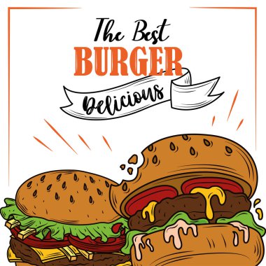 Hamburgerler fast food klasiği leziz taze malzemeler posteri