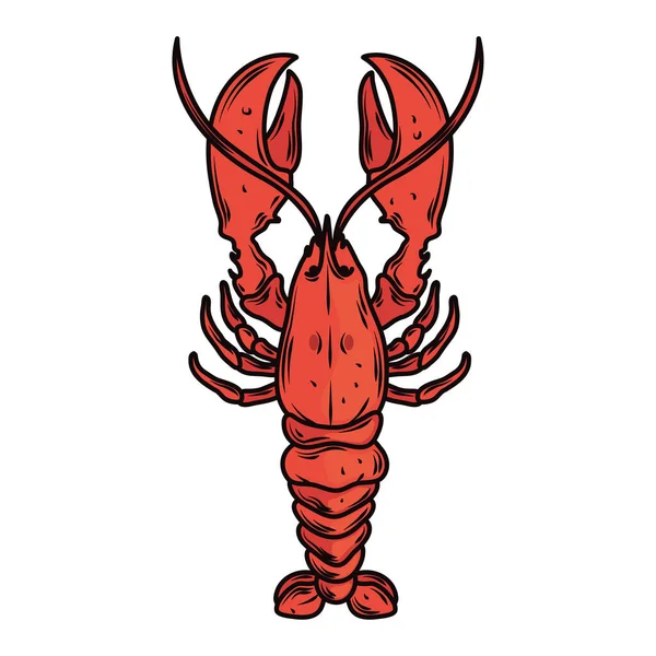 Menu de homard de fruits de mer icône fraîche gastronomique image isolée — Image vectorielle