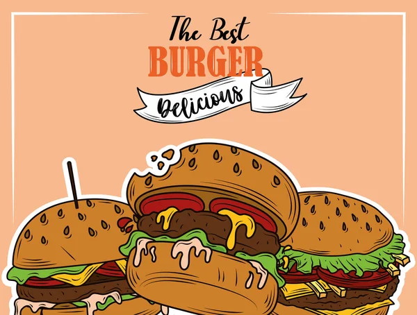 Die besten Burger köstliche Fast-Food-Menü Restaurant Flyer-Design — Stockvektor