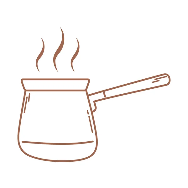 Кофе турецкий цезе пивоварения икона в коричневой линии — стоковый вектор