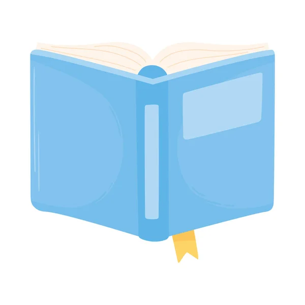 Azul libro abierto marcador académico icono fondo blanco — Vector de stock