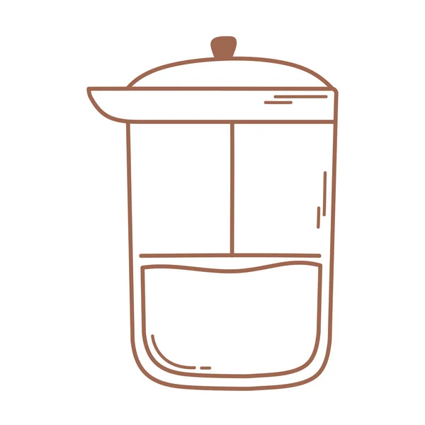 Кофе пивоварения икона французской прессы в коричневой линии — стоковый вектор