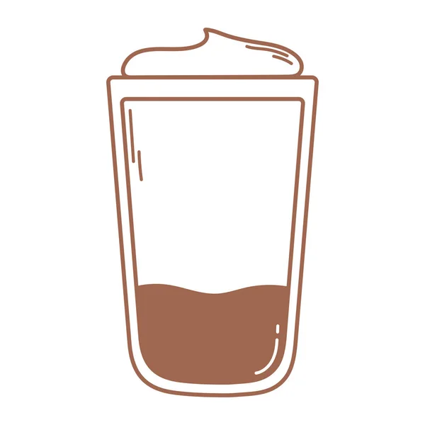 Kaffee mit Sahne kaltes leckeres Getränk Symbol in brauner Linie — Stockvektor