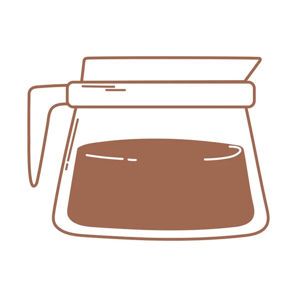 Kávéfőző forró ital ikon barna vonal — Stock Vector