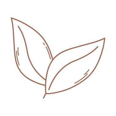 Kahverengi çizgide doğa yaprakları organik simge bırakır