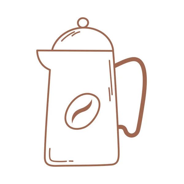 Großer Wasserkocher mit zubereitetem Kaffee-Symbol in brauner Linie — Stockvektor